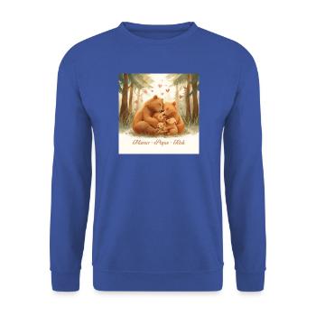 Bärenfamilie: Zärtliche Waldliebe - Unisex Pullover - Royalblau - Vorne - Alina (178cm) & Michal (187cm)