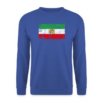 Iran alte Fahne Grunge Retro VIntage - Unisex Pullover - Royalblau - Vorne - Alina (178cm) & Michal (187cm)
