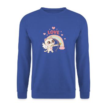 Celestial Cat Rainbow Love - Unisex Pullover - Royalblau - Vorne - Alina (178cm) & Michal (187cm)