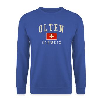 Olten – Schweizer Identität aus Solothurn - Unisex Pullover - Royalblau - Vorne - Alina (178cm) & Michal (187cm)