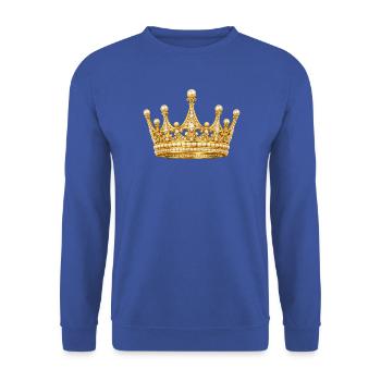 Goldene Königskrone mit Perlen - Unisex Pullover - Royalblau - Vorne - Alina (178cm) & Michal (187cm)