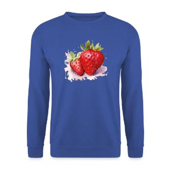 Wasserfarben Erdbeeren - Unisex Pullover - Royalblau - Vorne - Alina (178cm) & Michal (187cm)