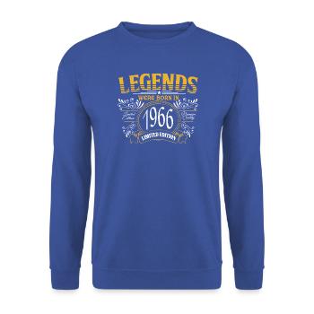 60. Geburtstag Legenden 1966 Vintage Premium Quali - Unisex Pullover - Royalblau - Vorne - Alina (178cm) & Michal (187cm)