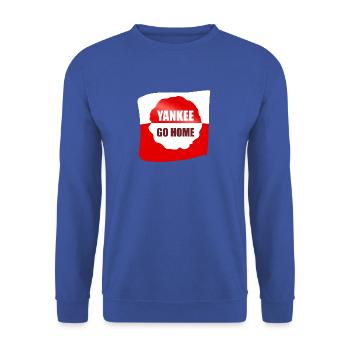 Yankee Go Home Kontrast-Logo - Unisex Pullover - Royalblau - Vorne - Alina (178cm) & Michal (187cm)