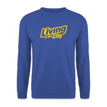Living in the City Logo Tee - Unisex Pullover - Royalblau - Vorne - Alina (178cm) & Michal (187cm)