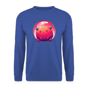 Fluffiges Monstergesicht Gradient - Unisex Pullover - Royalblau - Vorne - Alina (178cm) & Michal (187cm)