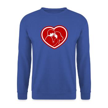 Paar Herz Beziehung - Unisex Pullover - Royalblau - Vorne - Alina (178cm) & Michal (187cm)