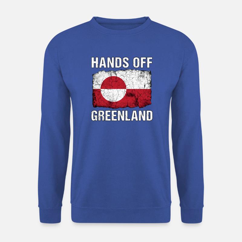 Hands Off Greenland Distressed Flag Design - Unisex Pullover - Royalblau
