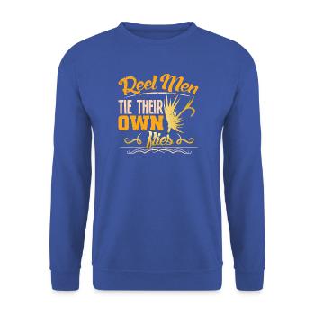 Angler Geschenk Lustig Angeln Fischer Fischen - Unisex Pullover - Royalblau - Vorne - Alina (178cm) & Michal (187cm)