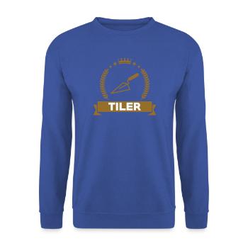 Fliesenleger – professioneller Fliesenleger-Präzisionshandel - Unisex Pullover - Royalblau - Vorne - Alina (178cm) & Michal (187cm)