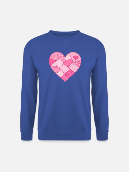 Patchwork-Herz in Rosa Quilt - Unisex Pullover - Royalblau