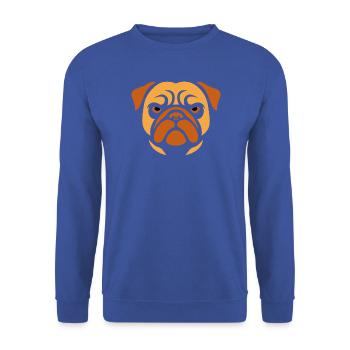 Mops , Hundekopf - Unisex Pullover - Royalblau - Vorne - Alina (178cm) & Michal (187cm)