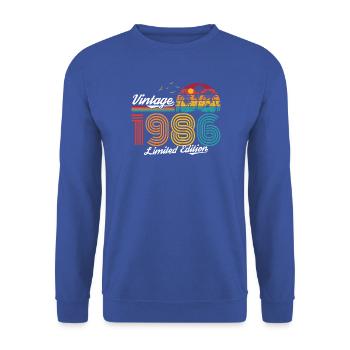Vintage 1980s Limited Edition - Unisex Pullover - Royalblau - Vorne - Alina (178cm) & Michal (187cm)