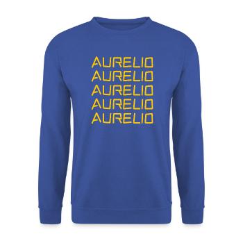 Geschenk für Aurelio - Unisex Pullover - Royalblau - Vorne - Alina (178cm) & Michal (187cm)