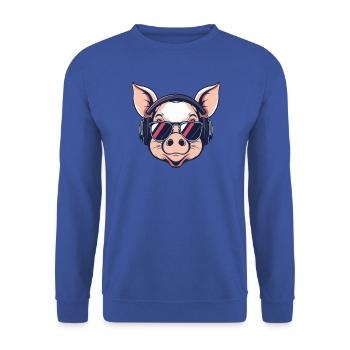 cochon cool avec des lunettes de soleil carnaval - Sweat-shirt Unisexe - bleu royal - Devant - Alina (178cm) & Michal (187cm)