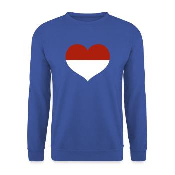 Flaggenherz von Monaco - Unisex Pullover - Royalblau - Vorne - Alina (178cm) & Michal (187cm)