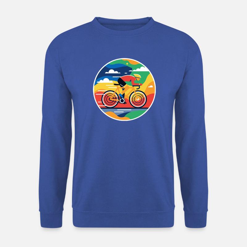 Bunter Radfahrer Rundbild - Unisex Pullover - Royalblau