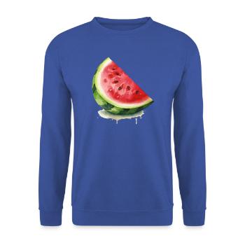 Aquarell-Wassermelone Scheibe - Unisex Pullover - Royalblau - Vorne - Alina (178cm) & Michal (187cm)