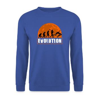 High Jumping Evolution Retro Athlete Silhouette - Unisex Pullover - Royalblau - Vorne - Alina (178cm) & Michal (187cm)