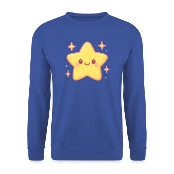 Kuscheliger Stern mit Lächeln - Unisex Pullover - Royalblau - Vorne - Alina (178cm) & Michal (187cm)