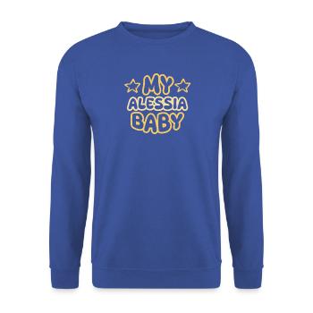 Geschenk für Alessia - Unisex Pullover - Royalblau - Vorne - Alina (178cm) & Michal (187cm)