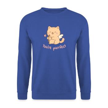 You're Purrfect – Cupidon-Katze - Unisex Pullover - Royalblau - Vorne - Alina (178cm) & Michal (187cm)
