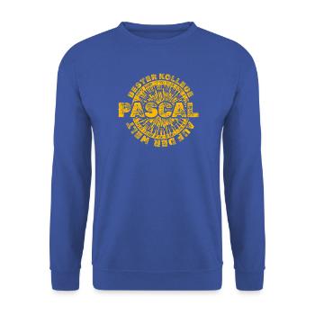 Geschenk für Pascal - Unisex Pullover - Royalblau - Vorne - Alina (178cm) & Michal (187cm)