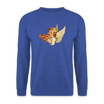Pizza Cherub – Engelchen mit Pepperoni - Unisex Pullover - Royalblau - Vorne - Alina (178cm) & Michal (187cm)