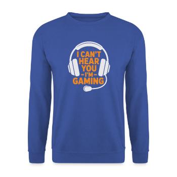 Gamer – Ich kann dich nicht hören, ich spiele - Unisex Pullover - Royalblau - Vorne - Alina (178cm) & Michal (187cm)