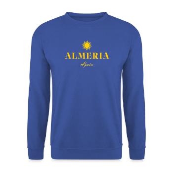 Almería, Spanien Sonnenemblem - Unisex Pullover - Royalblau - Vorne - Alina (178cm) & Michal (187cm)