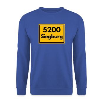 ALTE POSTLEITZAHL PLZ RETRO SIEGBURG - RHEIN SIEG - Unisex Pullover - Royalblau - Vorne - Alina (178cm) & Michal (187cm)