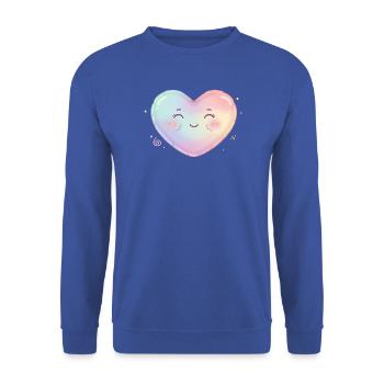 Pastellherz mit süßem Lächeln Herz symbol niedlich - Unisex Pullover - Royalblau - Vorne - Alina (178cm) & Michal (187cm)