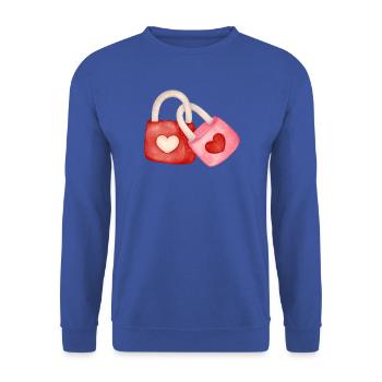 Liebende, verrückt vor Liebe, Valentinstag - Unisex Pullover - Royalblau - Vorne - Alina (178cm) & Michal (187cm)