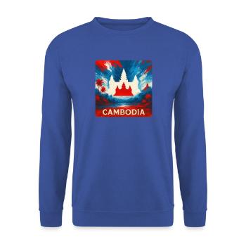 Kambodscha Tempel Design - Unisex Pullover - Royalblau - Vorne - Alina (178cm) & Michal (187cm)