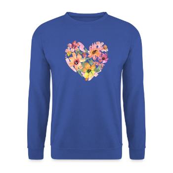 Floral Heart - Unisex Pullover - Royalblau - Vorne - Alina (178cm) & Michal (187cm)