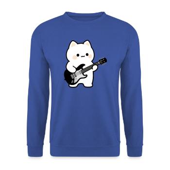 Kawaii Katze mit E-Gitarre Musik Geschenk Musiker - Unisex Pullover - Royalblau - Vorne - Alina (178cm) & Michal (187cm)