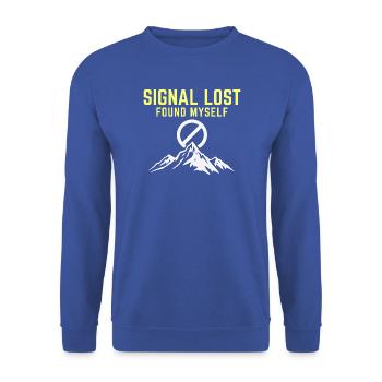 Signal verloren – Selbst gefunden - Unisex Pullover - Royalblau - Vorne - Alina (178cm) & Michal (187cm)