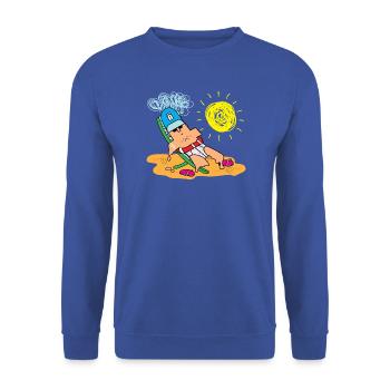 Sunny Beach Lounger Cartoon - Unisex Pullover - Royalblau - Vorne - Alina (178cm) & Michal (187cm)