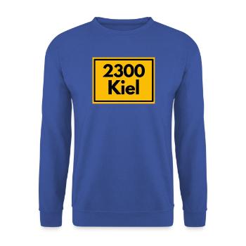 ALTE POSTLEITZAHL PLZ 2300 KIEL STADT AM MEER - Unisex Pullover - Royalblau - Vorne - Alina (178cm) & Michal (187cm)