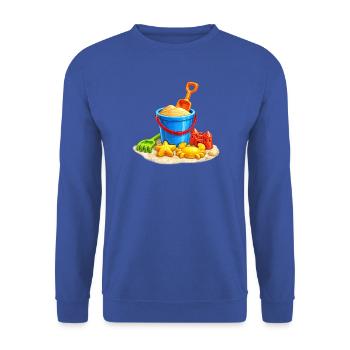 Strandspielzeug im Sand am Meer  - Unisex Pullover - Royalblau - Vorne - Alina (178cm) & Michal (187cm)