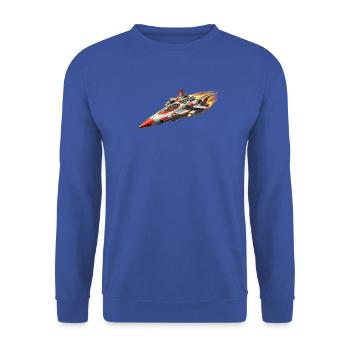 Starfighter / Raumschiff Logo - Unisex Pullover - Royalblau - Vorne - Alina (178cm) & Michal (187cm)
