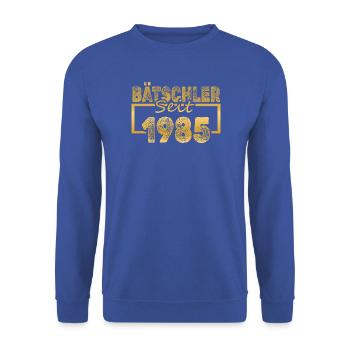 Jungeselle 1985 - Unisex Pullover - Royalblau - Vorne - Alina (178cm) & Michal (187cm)