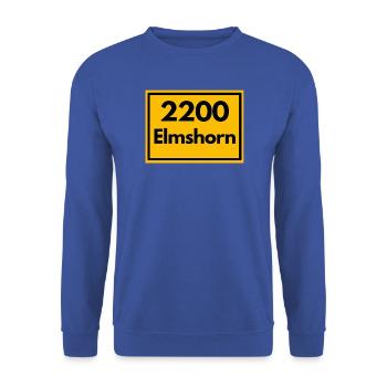ALTE POSTLEITZAHL PLZ RETRO 2200 ELMSHORN  - Unisex Pullover - Royalblau - Vorne - Alina (178cm) & Michal (187cm)