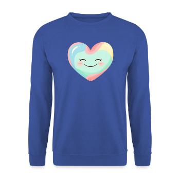 Pastellherz Lächelnd Regenbogen - Unisex Pullover - Royalblau - Vorne - Alina (178cm) & Michal (187cm)