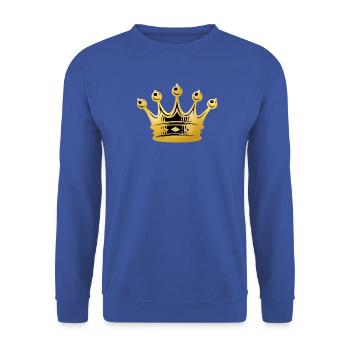 Goldene Krone – Königliche Ausstrahlung - Unisex Pullover - Royalblau - Vorne - Alina (178cm) & Michal (187cm)