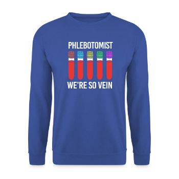 Phlebotomist Pflege Pfleger Pflegerin Blutentnahme - Unisex Pullover - Royalblau - Vorne - Alina (178cm) & Michal (187cm)
