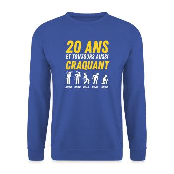 20 ans humour anniversaire vintage - Sweat-shirt Unisexe - bleu royal - Devant - Alina (178cm) & Michal (187cm)