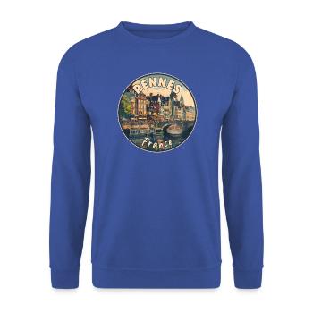 Erleben Sie Rennes in Frankreich, eine charmante französische Stadt - Unisex Pullover - Royalblau - Vorne - Alina (178cm) & Michal (187cm)