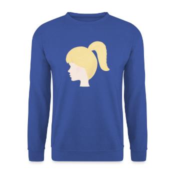 Blonder Pferdeschwanz Porträt Puppe Spielzeugpuppe - Unisex Pullover - Royalblau - Vorne - Alina (178cm) & Michal (187cm)