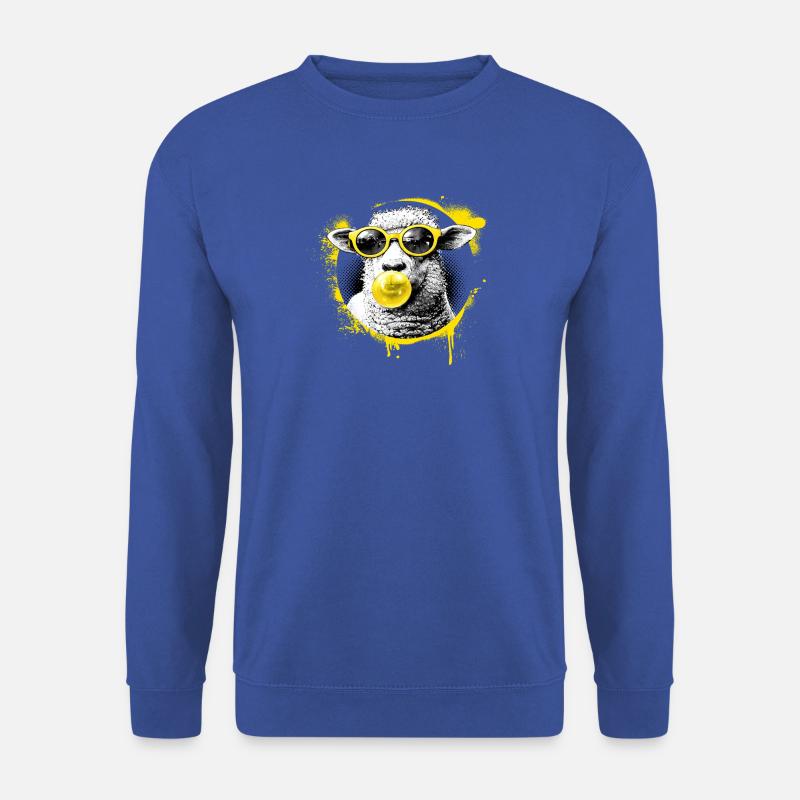 Lamm mit Gelber Brille Pop-Art - Unisex Pullover - Royalblau